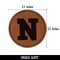 Letter N Uppercase Fun Bold Font Round Iron-On Engraved Faux Leather Patch Applique - 2.5"